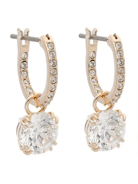 Swarovski Náušnice priehľadná / zlato ružové