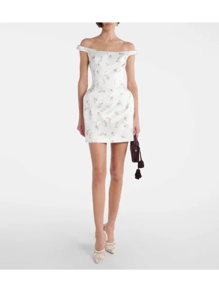 Rochie Magda Butrym de mătase cu model floral alb