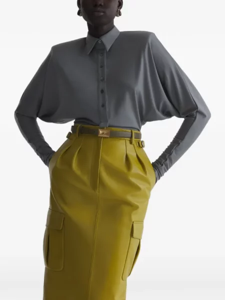 Tricou polo Mugler cu strasuri galben
