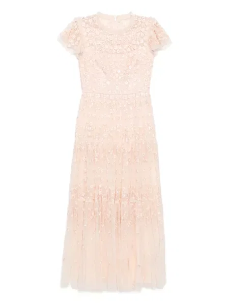 Haftowana sukienka Needle & Thread w kwiatki garniturowa różowa