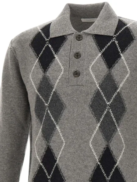 Pulover Paolo Pecora cu imprimeu geometric gri