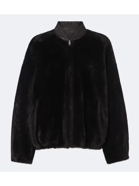 Reversibil geacă bomber Arma din piele de oaie violet