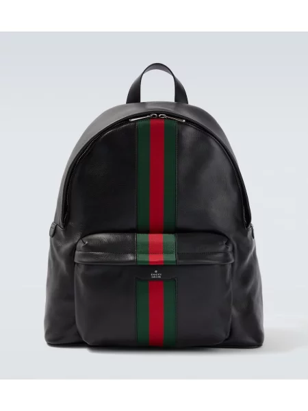 Rucsac Gucci din piele cu dungi negru
