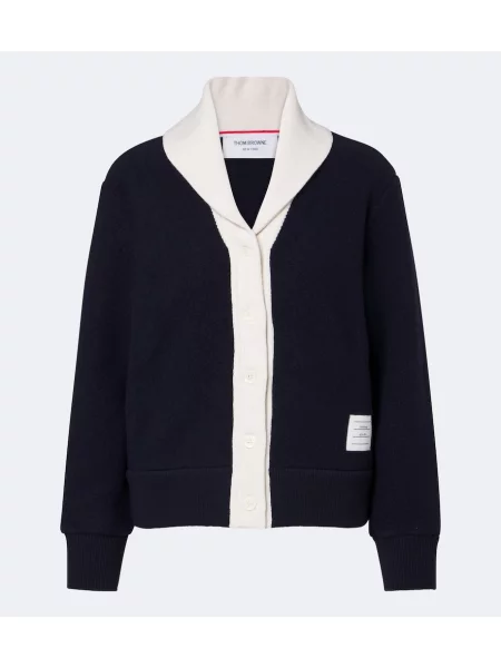 Cardigan Thom Browne de lână albastru