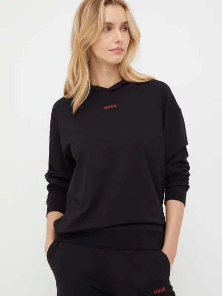 HUGO bluza lounge z kapturem czarny