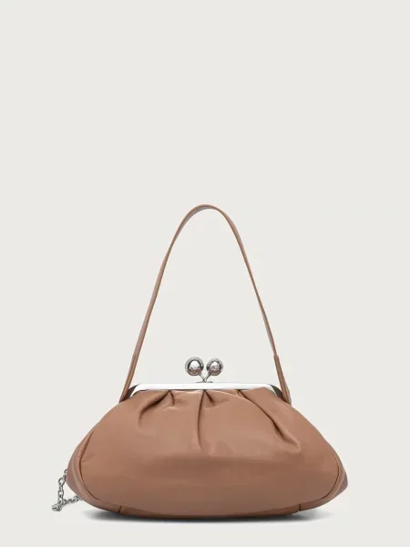 Weekend Max Mara μικρή τσάντα γυναικεία δερμάτινη CUBICO καφέ