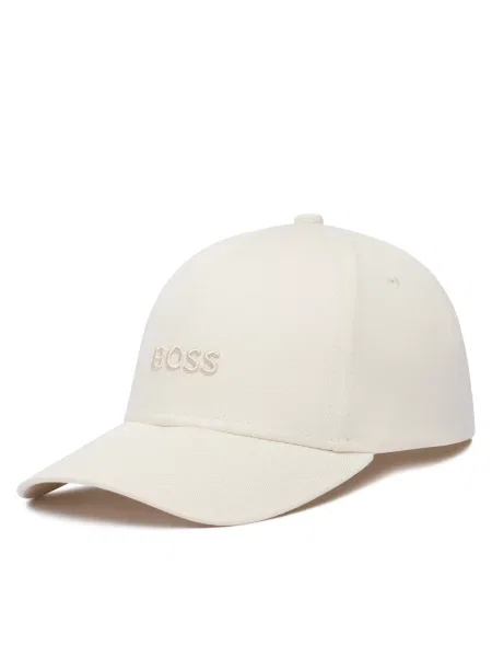 Шапка с козирка BOSS с апликация бежово