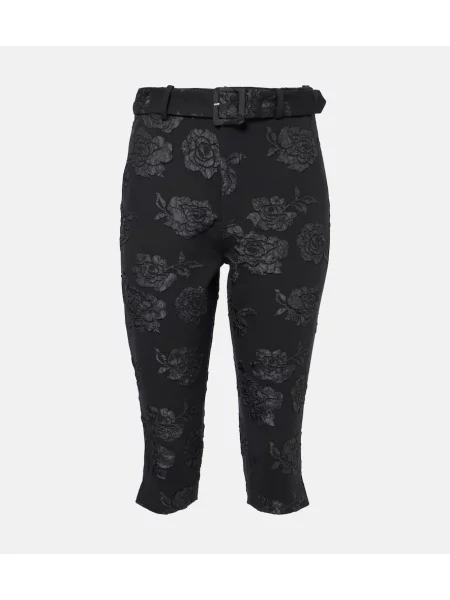 Pantaloni Rotate cu model floral din jacard negru
