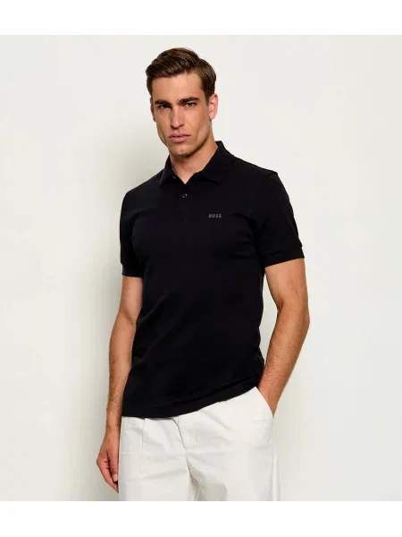 Tricou polo Boss Green negru