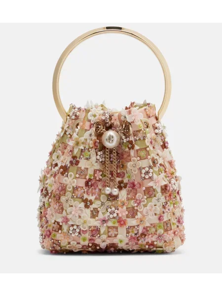 Geantă bucket Jimmy Choo cu model floral roz