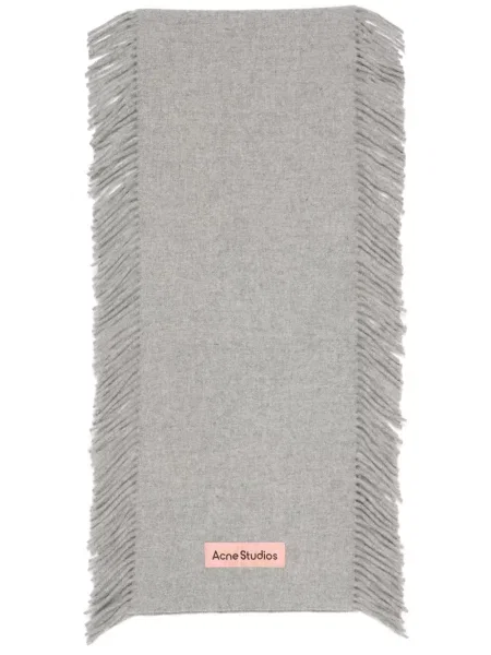 Fular Acne Studios cu franjuri de lână gri