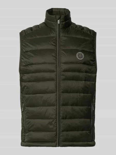 Kamizelka pikowana z zapinanymi na błyskawiczny model KINGSLEY' Jack & Jones oliwkowa