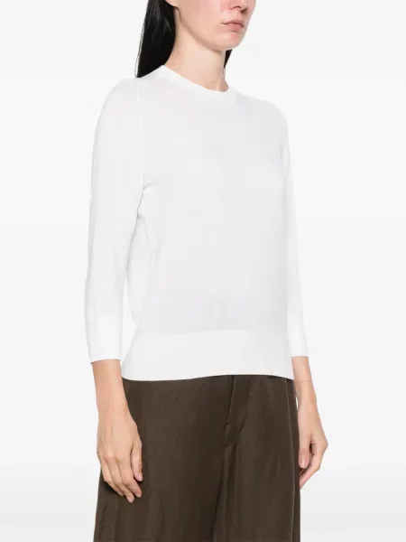Pulover Loro Piana cu decolteu rotund alb