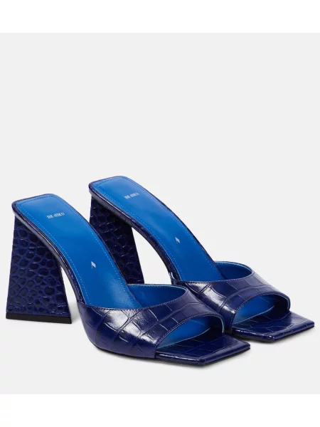 Papuci tip mules The Attico din piele albastru
