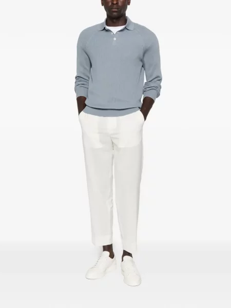 Lung tricou polo Brunello Cucinelli albastru