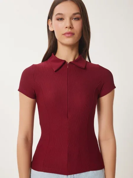 Happiness İstanbul Blúz burgundi vörös