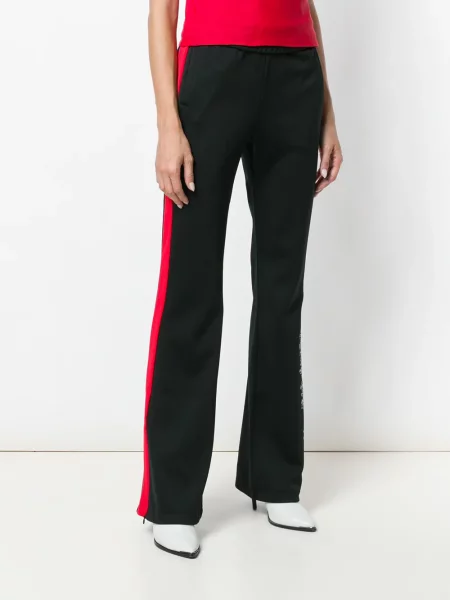 Pantaloni Off-white cu broderie alb