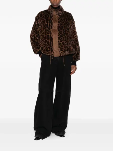Raštuotas nėriniuotas striukė Paper Lace leopardinis juoda