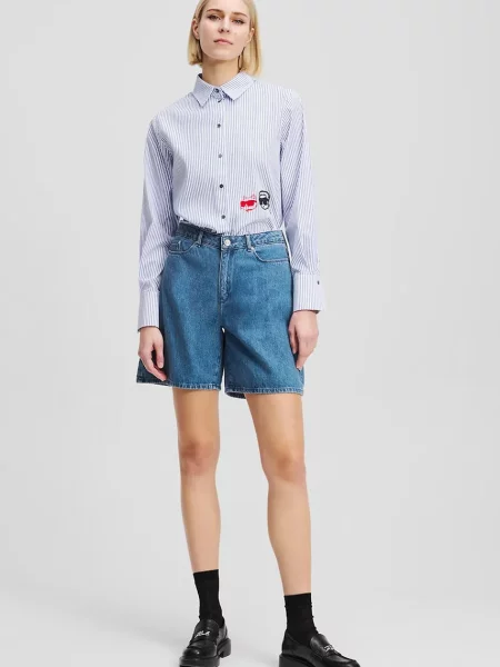 Karl Lagerfeld pantaloni scurți din femei cu imprimeu high waist albastru