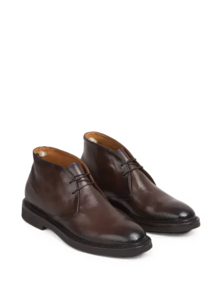 Botine Officine Creative cu șireturi din piele maro