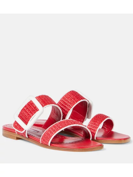 Sandale Manolo Blahnik din piele roșu