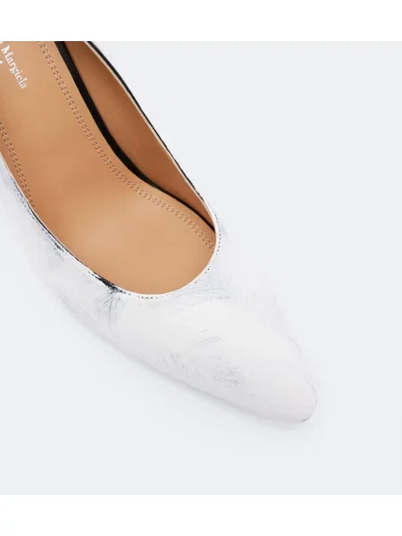 Kožené lodičky Maison Margiela na kline biela