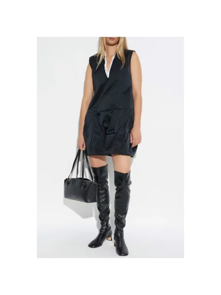 Sukienka Jil Sander z dekoltem w serek czarna