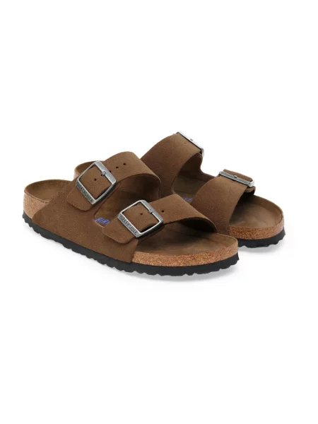 Klapki Birkenstock zamszowe brązowe