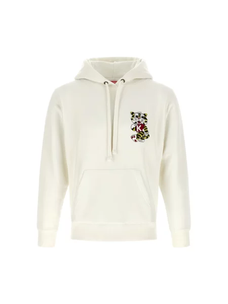 Bluza z kapturem Kenzo z kapturem w tygrysie prążki beżowa