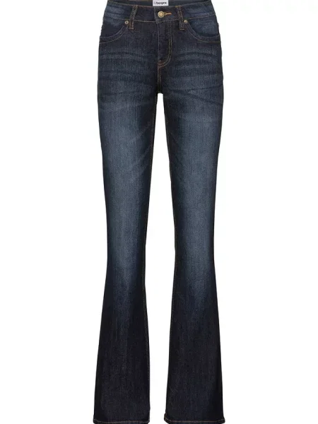 Wygodne dżinsy ze stretchem o kroju bootcut mid waist niebieskie