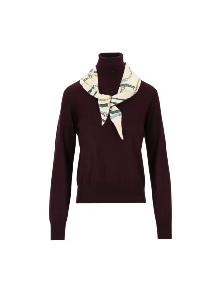 Sweter z golfem Forte Forte wełniany do golfa czerwony