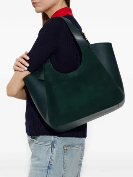 Geantă Furla din piele de căprioară verde
