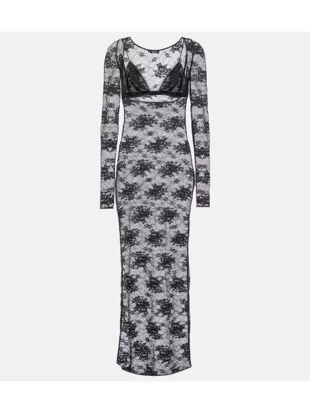 Rochie maxi Oseree din dantelă de costum negru