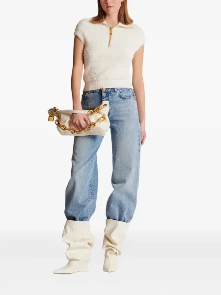 Top Balmain scurt alb