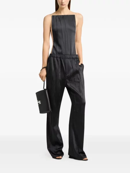 Body Courreges din satin negru