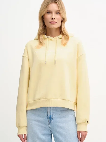 Tommy Hilfiger mikina s kapucí s bavlnou žlutá