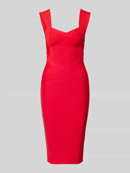 Koktajlowa sukienka do kolan z dekoltem w serce Lipsy czerwona