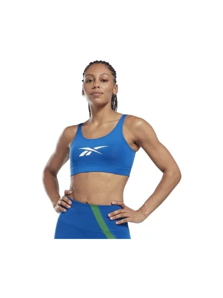 Sutien sport Reebok cu autograf alb