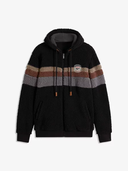 Bluza rozpinana z polaru baranka z kapturem czarna