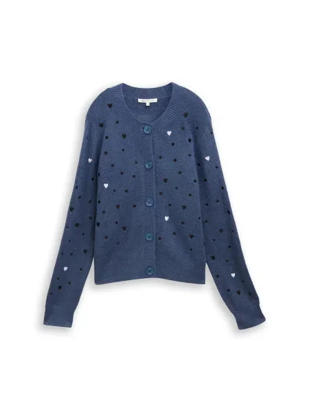 TOM TAILOR DENIM Geacă tricotată safir / negru alb