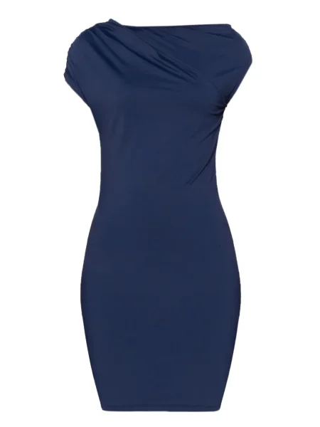 Mała sukienka mini Patrizia Pepe asymetryczna garniturowa niebieska