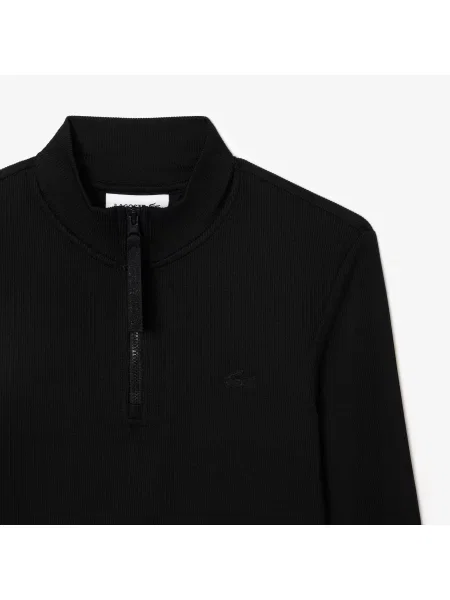 Lacoste Koszulka Polo Z Długim Rękawem I Ściągaczem Z Kołnierzykiem Zapinanym Na czarna