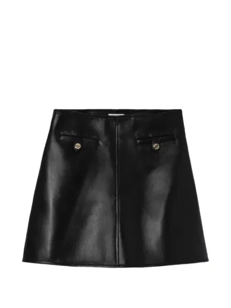 Fustă din piele Claudie Pierlot în linie A negru
