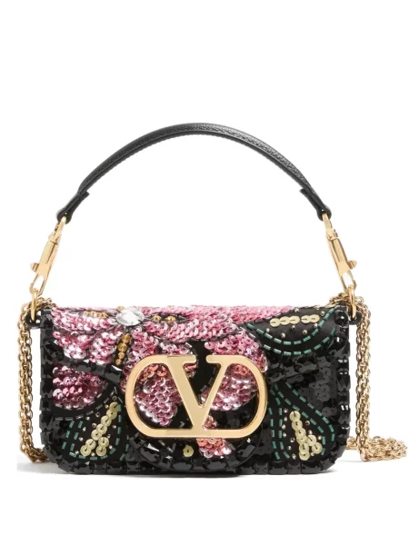 Geantă Valentino Garavani cu broderie negru