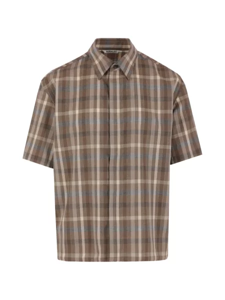 Kostkovaná košile Auralee hnědá
