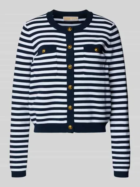 Kardigan rozpinany z okrągłym dekoltem i listwą guzikową Michael Michael Kors granatowy