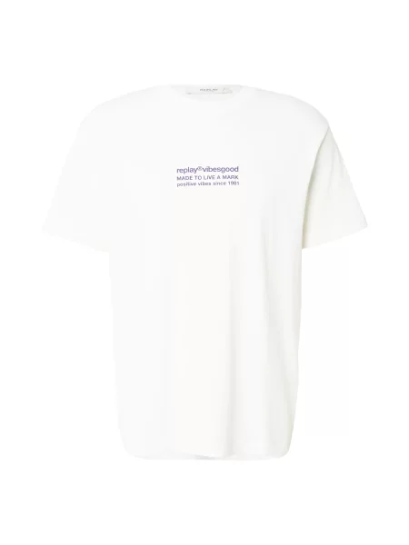 REPLAY Tricou mov lavandă / lână alb
