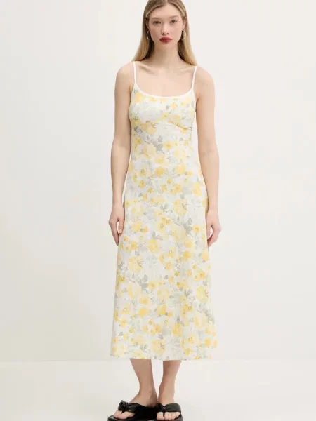 Lanena obleka Hollister Co. bela