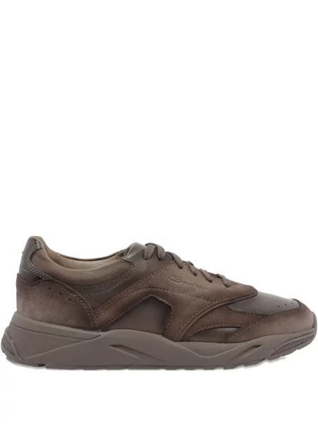 Sneakerși Santoni din piele de căprioară maro
