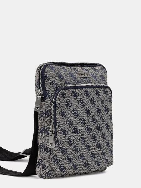 GUESS Taška cez rameno Boston tmavobéžová / námornícka modrá béžová